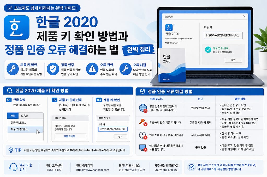 한글2020,제품키,한글 제품키